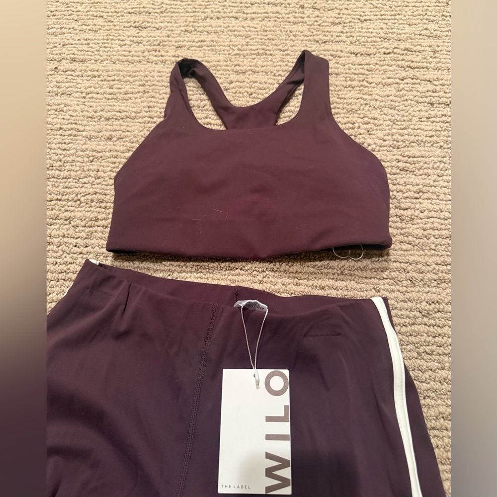 New NWT Women's Wilo The Label Chocolate Brown Sports Bra and Pants Set XS